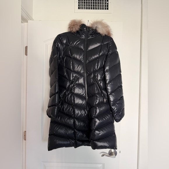 Moncler Fulmarus Fox Fur Trim Chevron Black Puffer Coat Large (3) - Picture 4 of 11